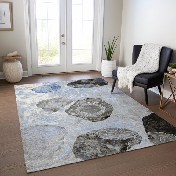 Addison Rugs Chantille Indoor/Outdoor Transitional Geometric Sky Washable Rectangle Rug, 8' x 10'