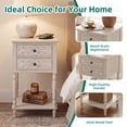 thumbnail image 5 of FOROUTIA Farmhouse Rectangular Nightstand with 2 Drawers, Carved Wood Side Table with Shelf, Vintage Bedside Table for Bedroom Living Room, White, 5 of 7