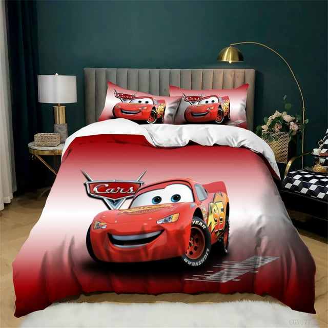 Duvet Cover Set 3 Pcs,Lightweight Comforter Set Classic Graphic Bedding Set Ultra Soft All-Season Cars for Kids Quilt Cover