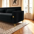 thumbnail image 3 of Luxury Velvet Sofa with Gold Accents - Modern 3-Seat Couch with Plush Cushions, Perfect for Living Room and Office Decor (Black), 3 of 10