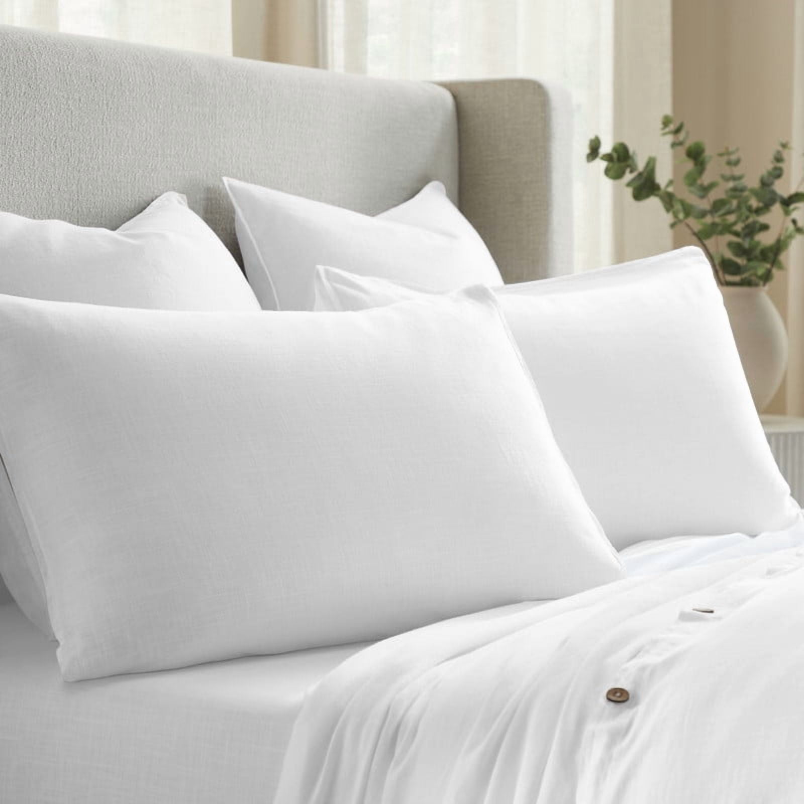 Superior Chloe 100% Cotton Percale Linen Texture Duvet Cover Set, Full/ Queen, White