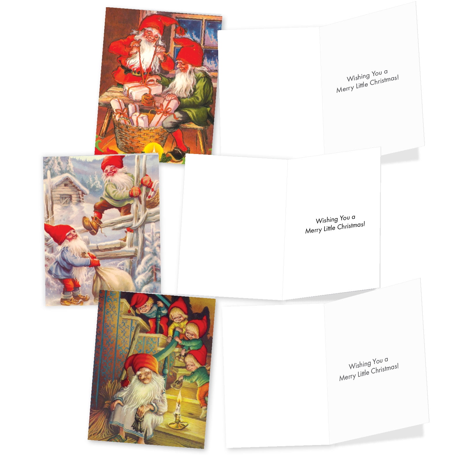 10 Assorted Merry Christmas Note Cards with Envelopes (4 x 5.12 