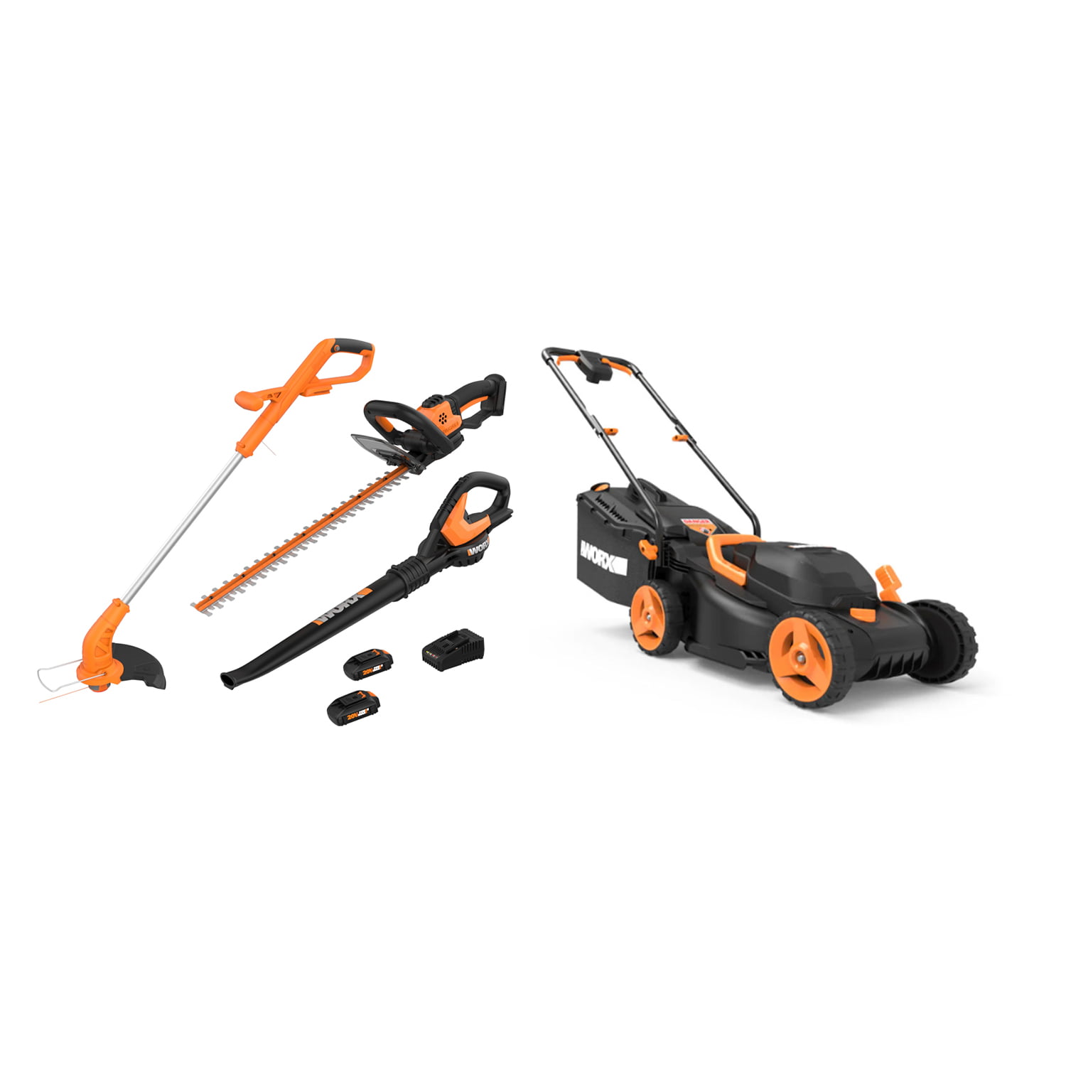 WORX 2-in-1 Trimmer & Edger Lawn Equipment Combo and 40 Volt Electric ...