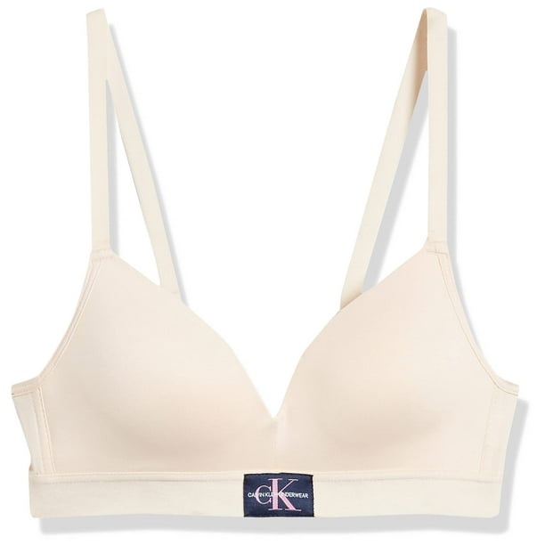 Calvin Klein Girls' Molded Monogram Bra with Adjustable Straps, Nude, 32A