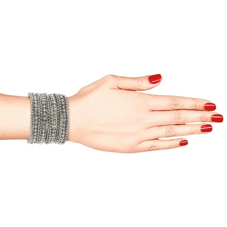 Efulgenz Boho Oxidized Bangles CZ Crystal Metal Indian Efulgenz Boho Oxidized Bangles CZ Crystal Metal Indian