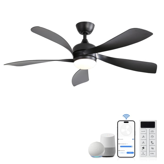 Sofucor 45" Smart Ceiling Fan, Indoor/Outdoor Ceiling Fans with Lights and Remote, Compatible with Alexa/Google/App, 3-Color Light 6-Speed Timing Reversible DC Motor