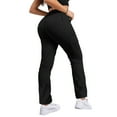 thumbnail image 3 of Women's High Waisted Wide Leg Cargo Pants - Drawstring with Pockets Work Casual Trousers, Black Size L, 3 of 5