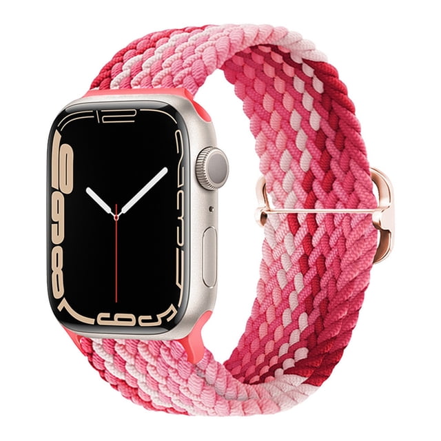 Adecuado para Apple Apple iwatch Correa de reloj plana para hebilla deslizante tejida de nailon arcoíris Correa elástica universal