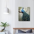 thumbnail image 3 of Creowell  Art, Modern Abstract Wall Art Vivid Peacock Hand-Painted Oil Painting Acrylic Canvas Art Blue Animal Living Room Bedroom Decoration 16x20 in/12x16 in, 3 of 4