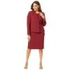 Jessica London Women's Plus Size Two Piece Single Breasted Jacket Dress Suit Outfit - 14 W, Rich Burgundy Red