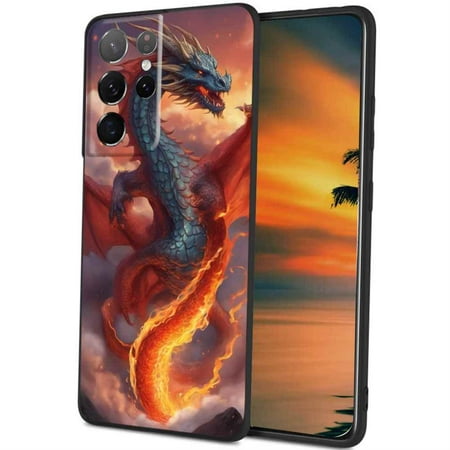 Fiery-dragon-breaths-3 phone case for Samsung Galaxy S22 Ultra for Women Men Gifts,Soft silicone Style Shockproof - Fiery-dragon-breaths-3 Case for Samsung Galaxy S22 Ultra
