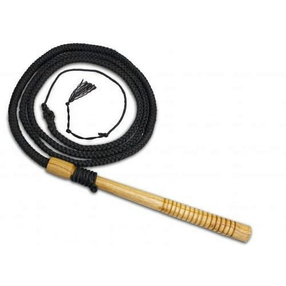 8ft Professional Braided Nylon Bull Whip w/ Wooden Handle