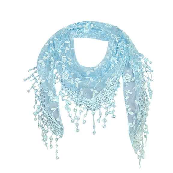 Seductiva Mulberry Silk Scarfs Women Women Lace Sheer Floral Scarf Shawl Wrap Tassel Scarf Polyester Scarf 1PC