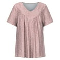 thumbnail image 3 of Ohufall Women's Plus Size Top Short Sleeve Blouse V-Neck Print Blouse Pullover Tops Shirt, 3 of 4
