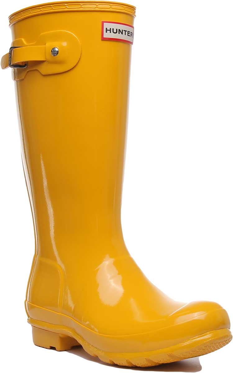 Hunter Original Kid's Gloss Wellington Boot In Yellow Size 6F/5M ...