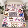 thumbnail image 2 of Homewish Southwest Cowgirl Tribal Twin Sheet Sets,Music Guitar Disco Ball Twin Fitted Sheet,Ancient Bull Skull Flat Sheet For Girl Kids,Super Cozy Room Decor,3pcs, 2 of 7