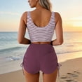 thumbnail image 4 of Ounisa Women's Striped Print Tankini Tank Tops and Tummy Control Shorts Bathing Suits, 4 of 4
