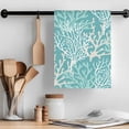 thumbnail image 2 of Teal Coral Coastal Kitchen Towel Dish Cloths Set of 2, Microfiber Soft Kitchen Hand Towels, Ocean Nautical Seaside Beach Absorbent Quick Drying Dishcloths 18 x 28 Inches, 2 of 8