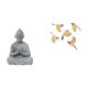 thumbnail image 1 of Estatua de Buda Mono en Miniatura, Figura de Pájaro de Madera, Arte de Pared de Piedra Arenisca, Decoración para Interiores y Exteriores, Adecuada par, 1 of 8