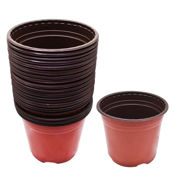 100Pcs Nursery Seedlings Pots, 8.1" x 7.1" Plastic Planting Flowerpots Gardening Pot Cups Seed Starting Flower Containers for Succulents, Brick Red
