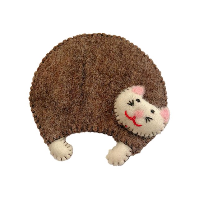 Ruifaya Juego de posavasos de fieltro de lana de animales de 1 pieza: posavasos de té de estilo de dibujos animados, posavasos de taza de café para mesa de Navidad, almohadillas de decoración de reg
