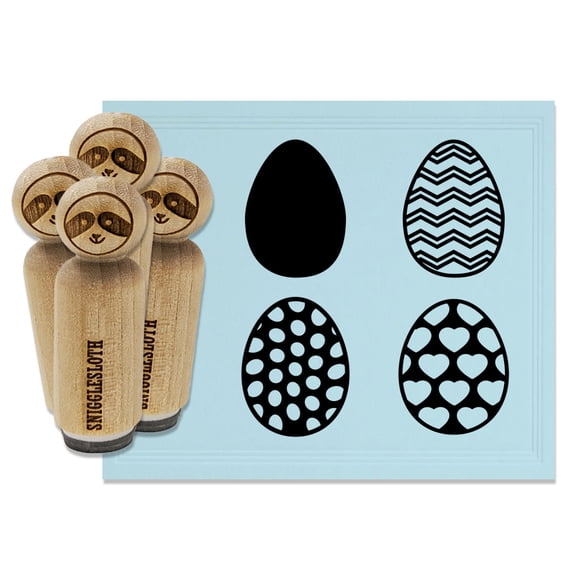 Easter Egg Hearts Polka Dots Pattern Rubber Stamp Set for Scrapbooking Crafting Stamping - Mini 1/2 Inch