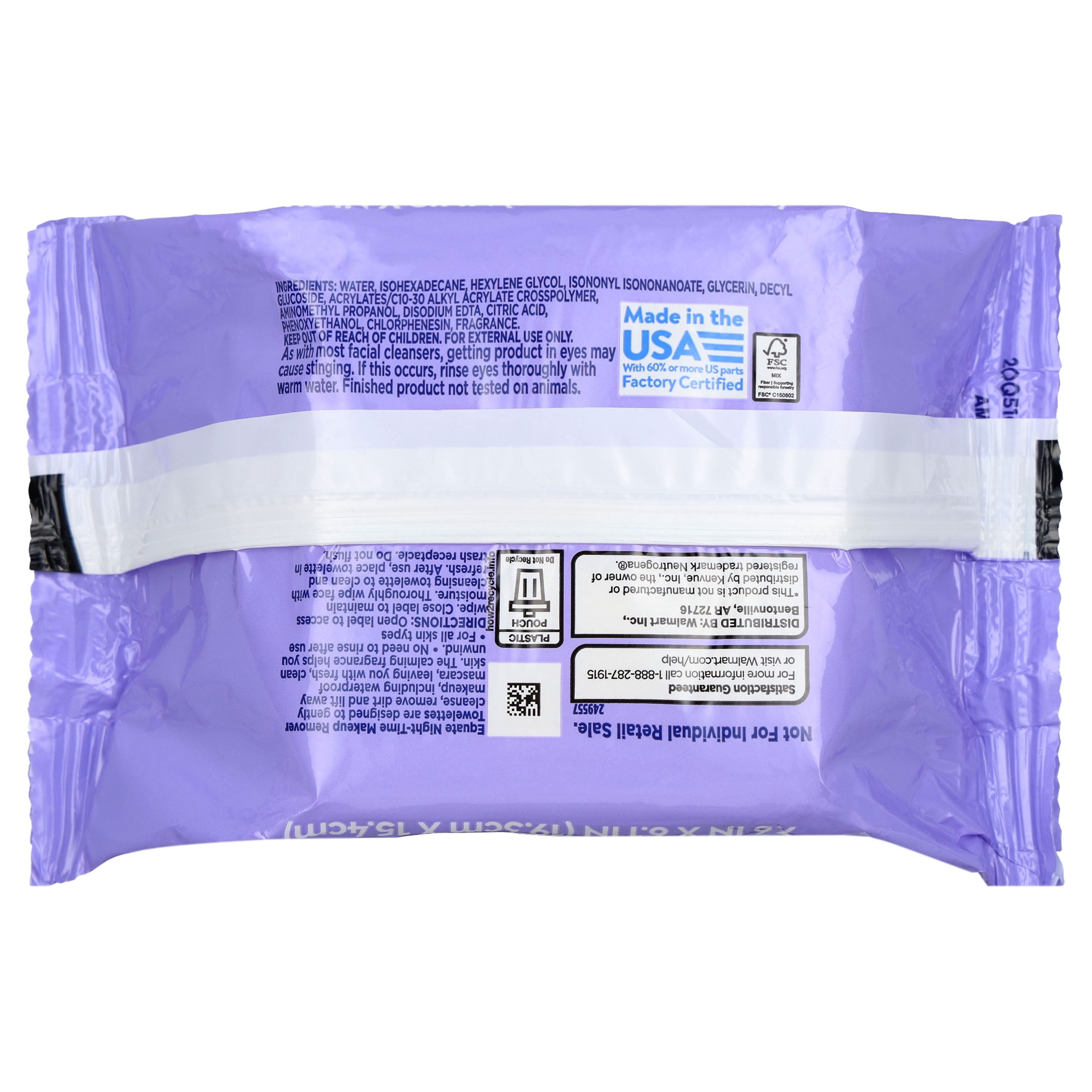 Equate Night-Time Makeup Remover Cleansing Towelettes, 80 Count