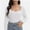 White, variant on Women's Scoop Neck Long Sleeve Slim Fitted Casual Basic Crop Top