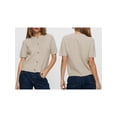thumbnail image 2 of Hirigin Store Women's Knit Sweater Short Sleeve Round Neck Solid Color Loose Fit Pullover Button Down Tops, 2 of 8
