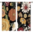 thumbnail image 5 of Boho Floral Window Curtains Black Bohemian Flower Botanical Rod Pocket Mid Century Modern Abstract Leaves Curtain Drapes Herb Curtains for Bedroom Living Room Treatment 2 Panels 42Wx63H Inch, 5 of 6
