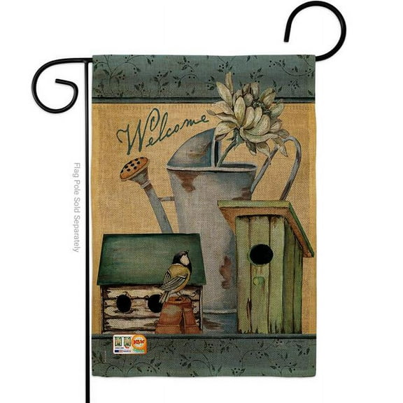Breeze Decor BD-SH-G-100075-IP-DB-D-US18-SB 13 x 18.5 in. Welcome Spring Garden Burlap Inspirational Sweet Home Impressions Decorative Vertical Double Sided Flag