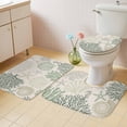 thumbnail image 2 of Sage Green Ocean Bath Mat 3 Piece Bathroom Rug Set, Coastal Grey Coral Starfish Shell Non Slip Bath Rug Contour Mat and Toilet Lid Cover, Absorbent Shower Mats Soft Bath Rugs and Mats Sets, 2 of 8