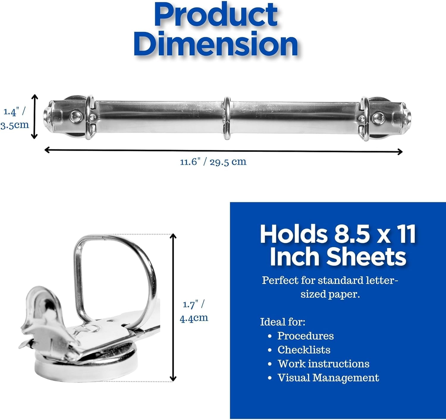 Magnetic 3 Ring Binder Locking Mechanism – 10 Pack – for Hanging 8.5 x 11 Inch Sheets of Paper