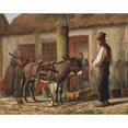 thumbnail image 2 of Christian Olavius Zeuthen 18x15 Gold Ornate Wood Frame and Double Matted Museum Art Print Titled - Farm Tendering with Figures and Animals Around the Water Trough (1868), 2 of 4