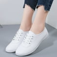 thumbnail image 3 of Women's Wedge Oxfords Fashion Sneakers White Black Leather Lace up Low Heels Walking Nurse Work Dress Shoes, 3 of 8