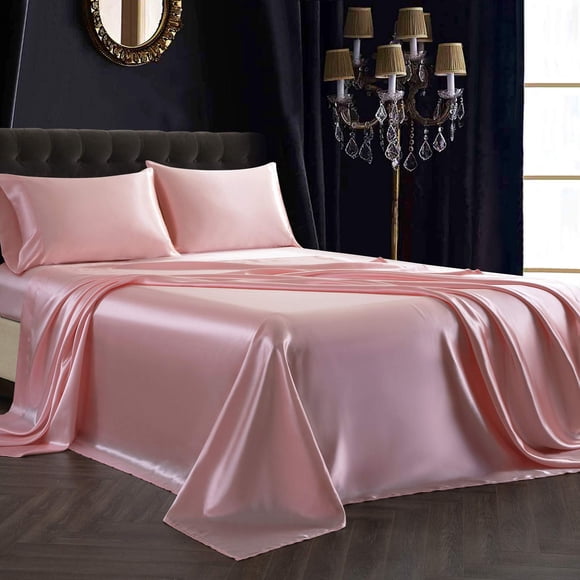 Juego de sábanas satinVdaBzx Ultra Silky Soft Blush Pink King
