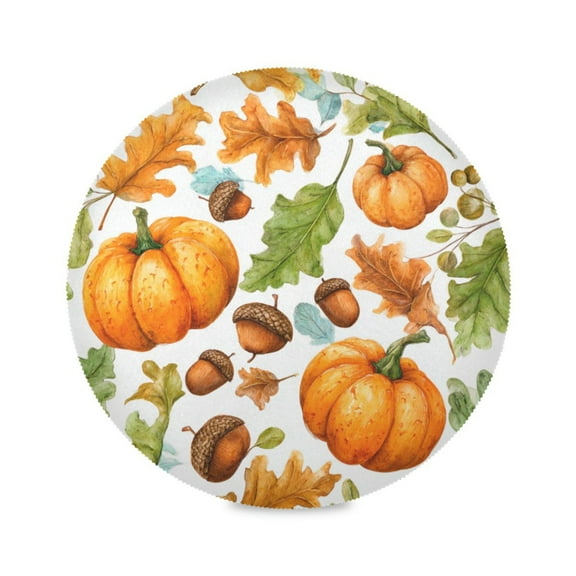 Round Placemat Heat Resistant & Wrinkle-Free Dining Table Decor Placemat For Home & Weddings Acorns