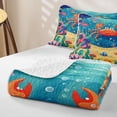 thumbnail image 4 of spefrowx Cartoon Orange Crab Quilt Full for Girls Boys, Coral Tropical Fish Seabed Full Bedspread Sets, 3-Piece, 4 of 7