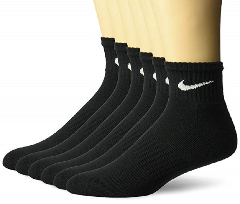 Alfombra de pies intencional Centrar Nike Everyday Cotton Cushioned Ankle Quarter 6 Pair Socks with DRI-FIT  Technology, Black, Large - Walmart.com