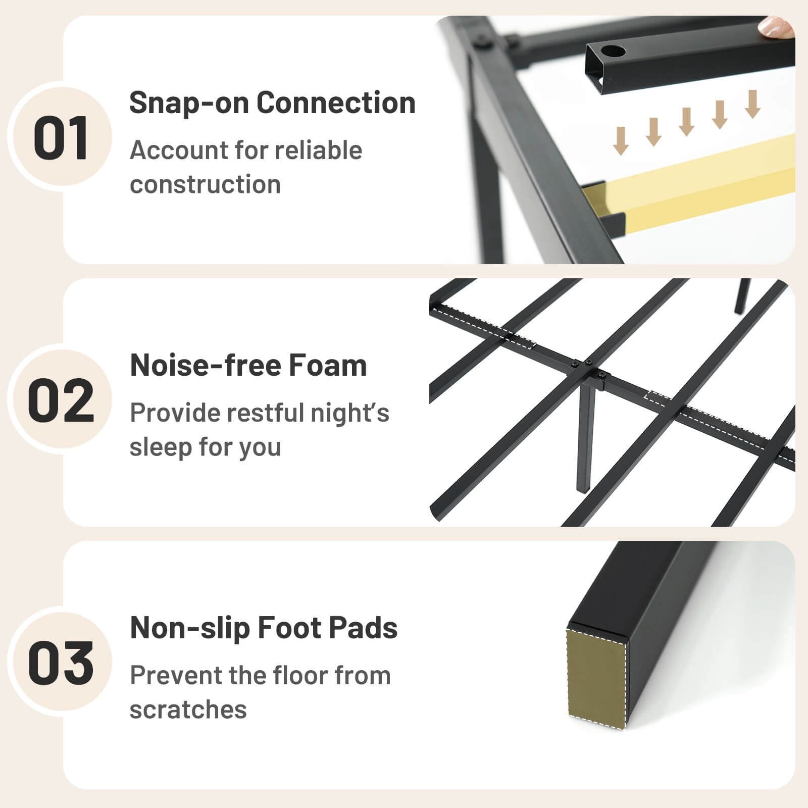 Infans King Size Metal Bed Frame  Heavy Duty Support Slats Mattress Foundation