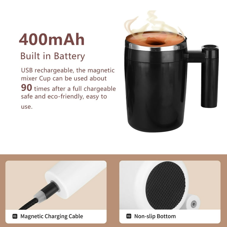 OWSOO Rechargeable Self Stirring Mug 380ml Automatic Mixing Cups