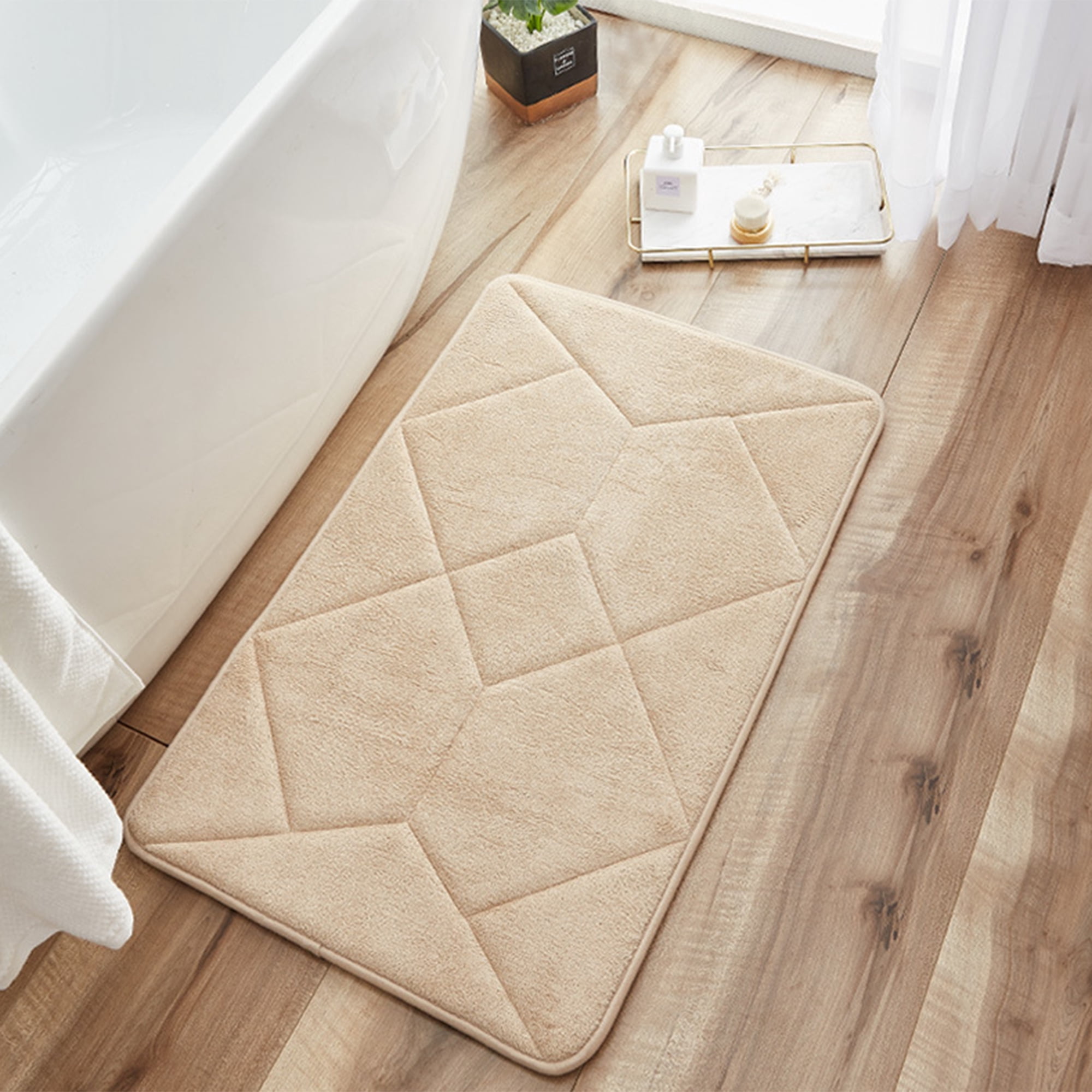 Unique Bargains Memory Foam Quick Dry Washable Non Slip Rugs Khaki 16" x 24"
