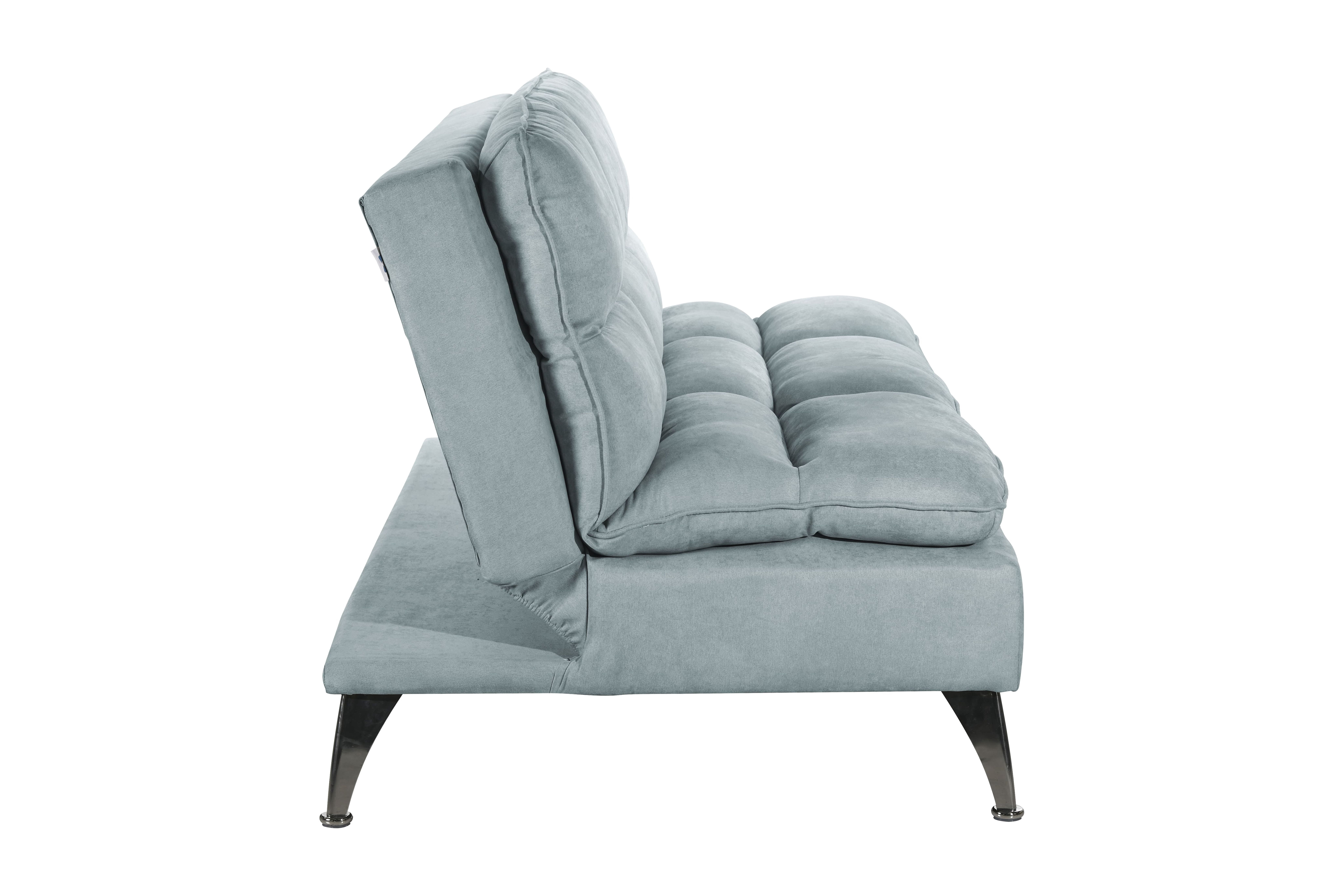 Sealy Santa Cruz Futon Sofa Convertible in Teal with Chrome Metal Legs