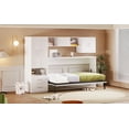 thumbnail image 5 of Twin Size Murphy Bed With Open Shelves And Storage Drawers,Built-In Wardrobe And Table, White, 5 of 9