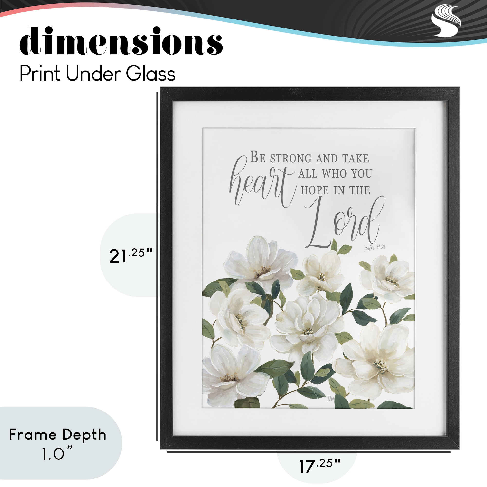 Stupell Industries Be Strong And Take Heart Black Framed Print Under Glass, design by Nan