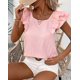 thumbnail image 4 of CORIRESHA Linda camiseta con lazo en la espalda para mujer, manga con volantes, cuello cuadrado de verano, 4 of 4