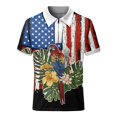 thumbnail image 4 of YDLCAFD Male Summer Independence Day Zipper Tops Holiday Celebration Full Print Short Sleeve Blouse, 4 of 5