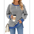 thumbnail image 1 of Sudadera Oversize para Mujer, Verano 2025, Cuello Redondo, Rayas, Larga, Aberturas Laterales, Sudaderas con Capucha Y2K y Negro L, 1 of 10