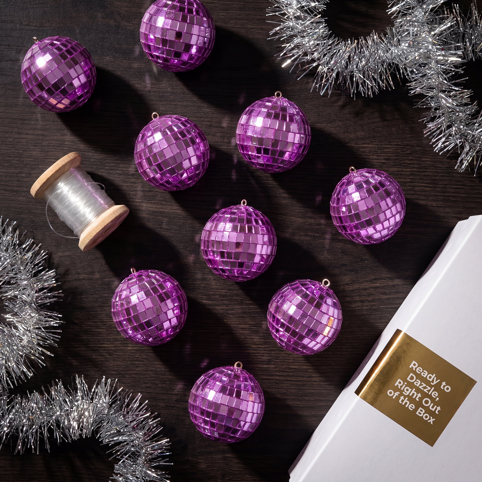 Unique Bargains 10Pcs Mirror Disco Balls for Hanging Sphere Orbs Purple 1.2"x1.2"x1.2"