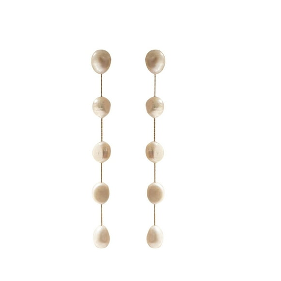 MKLEKYYEarrings for Women Natural Freshwater Pearl Long Earrings Real Gold Plated Freshwater Pearl Tassel Earrings(1 Pair Of Earrings)